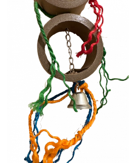 Parrot-Supplies Triple Chunky Card Rings With Sisal Rope Parrot Toy Parrot-Supplies Triple Chunky Card Rings With Sisal Rope Parrot Toy
